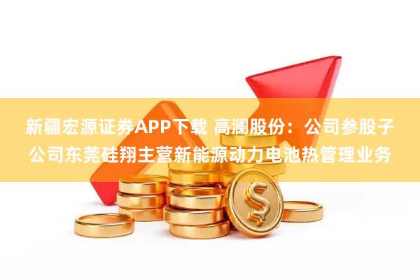 新疆宏源证券APP下载 高澜股份：公司参股子公司东莞硅翔主营新能源动力电池热管理业务