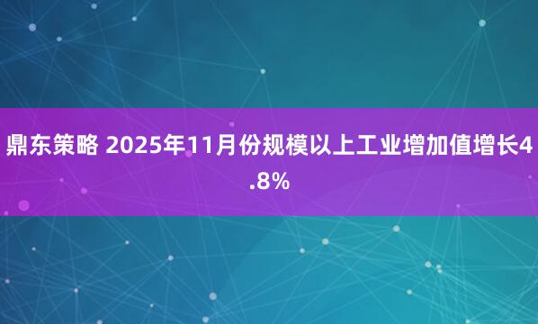 鼎东策略 2025年11月份规模以上工业增加值增长4.8%